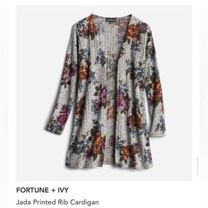 FORTUNE & IVY - Jada Printed Rib Cardigan